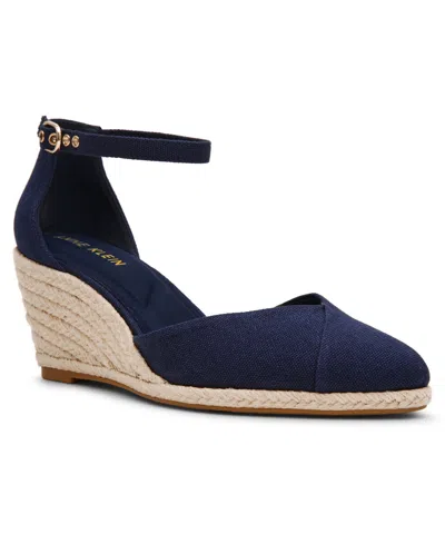 Anne Klein Wilmott Ankle Strap Espadrille Wedge Sandal In Blue