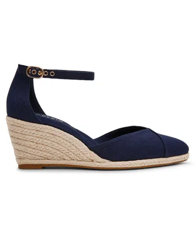 Anne Klein Wilmott Ankle Strap Espadrille Wedge Sandal In Blue