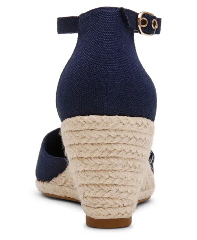 Anne Klein Wilmott Ankle Strap Espadrille Wedge Sandal In Blue