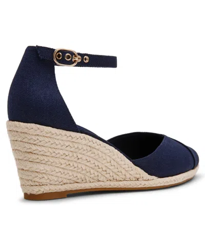 Anne Klein Wilmott Ankle Strap Espadrille Wedge Sandal In Blue