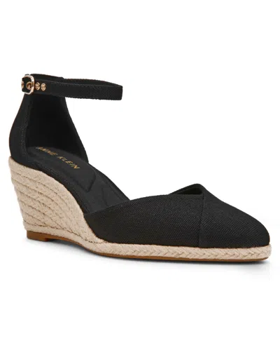 Anne Klein Wilmott Ankle Strap Espadrille Wedge Sandal In Black