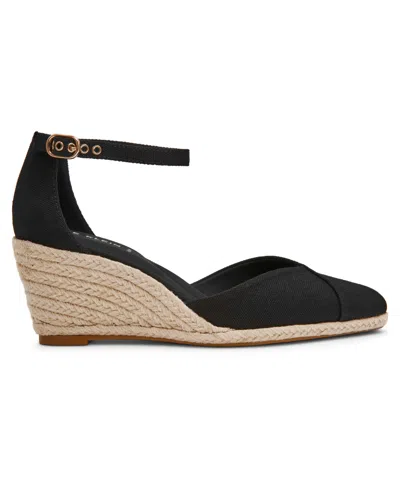 Anne Klein Wilmott Ankle Strap Espadrille Wedge Sandal In Black