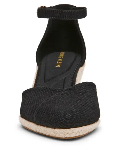 Anne Klein Wilmott Ankle Strap Espadrille Wedge Sandal In Black