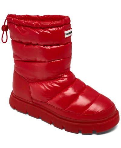 Hunter Women's Maribel Lug Sole Insulated Waterproof Snow Booties 10 Medium Red