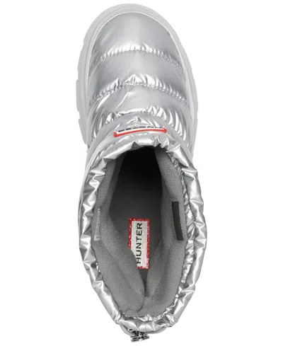 Hunter Women's Maribel Lug Sole Insulated Waterproof Snow Booties 10 Silver In Multi