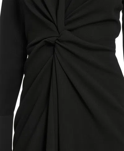 Calvin Klein Petite Collar Long-sleeve Midi Shirtdress In Black