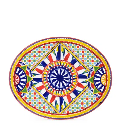 Dolce & Gabbana Casa Carretto Serving Plate In Multi