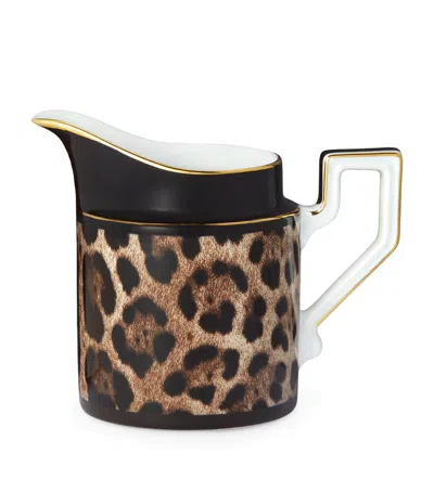 Dolce & Gabbana Casa Porcelain Leopard Print Milk Jug In Brown