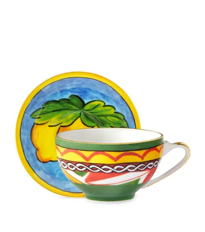 Dolce & Gabbana Casa Carreto Siciliano Coffee Cup And Saucer In Multi