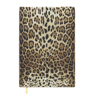 Dolce & Gabbana Casa Leopardo Print A5 Notebook In Animal Print