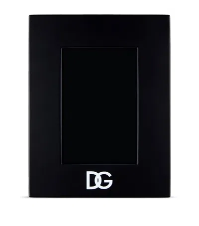 Dolce & Gabbana Casa Lacquered Wood Logo Photo Frame In Black
