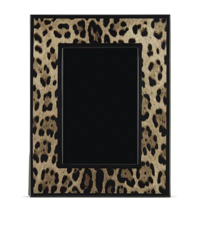 Dolce & Gabbana Casa Lacquered Wood Leopardo Photo Frame In Animal Print