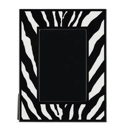 Dolce & Gabbana Casa Lacquered Wood Zebra Photo Frame In Black
