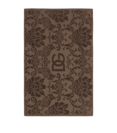 Dolce & Gabbana Casa Cotton Jacquard Bath Mat In Brown