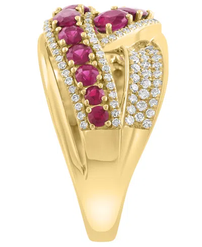 Effy Collection Diamond (1/2 Ct. T.w.) And Sapphire (2-1/20 Ct. T.w.) Ring In 14k Yellow Gold (also In Emerald And R In Red