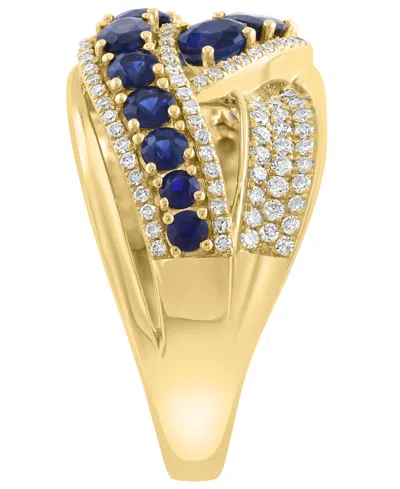 Effy Collection Diamond (1/2 Ct. T.w.) And Sapphire (2-1/20 Ct. T.w.) Ring In 14k Yellow Gold (also In Emerald And R
