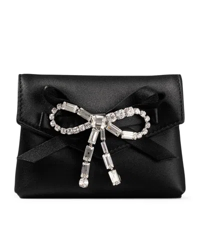 Jimmy Choo Soft Satin Chain Card Holder In Black
