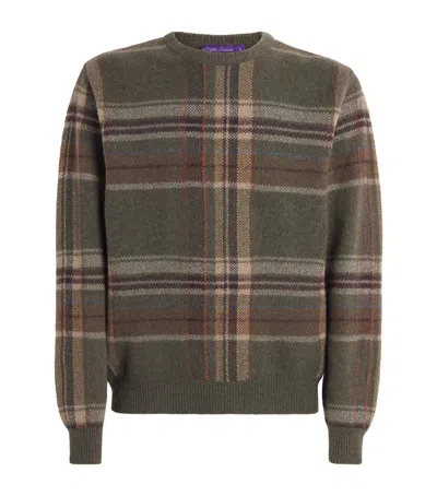 Ralph Lauren Plaid Brushed Wool-blend Sweater In Multi