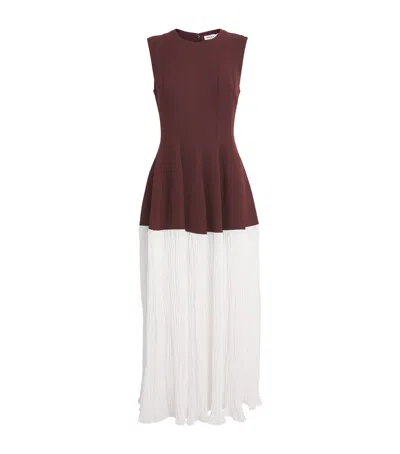 Simkhai Pleated Raleigh Midi Dress In Brown