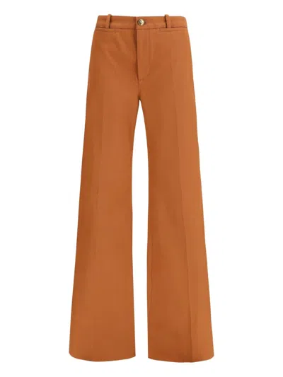 Chloé Wide Leg Trousers With Pockets And Loops In Brown