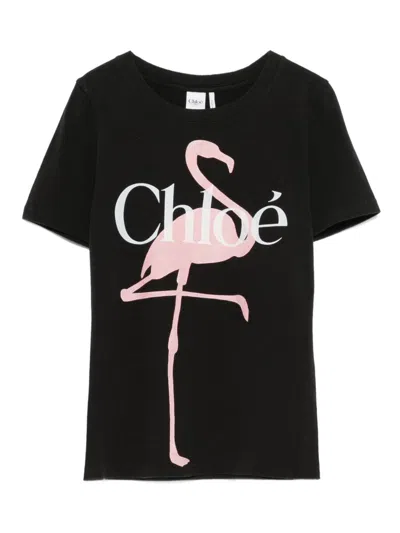 Chloé Baby Fit Logo T-shirt In Cotton Jersey In Black