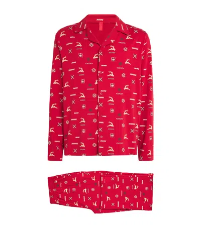 Skims Jersey Sleep Pyjama Set In Red