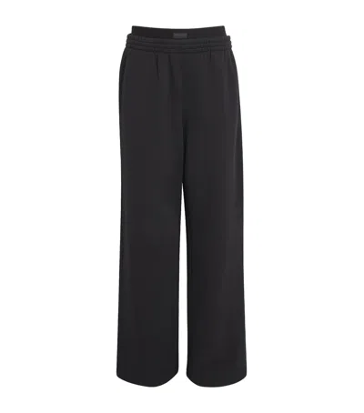 Skims Cotton-blend Double-waistband Sweatpants In Black