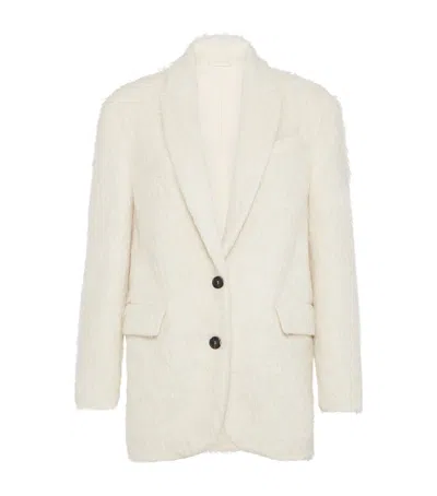 Brunello Cucinelli Wispy Alpaca-blend Blazer In White