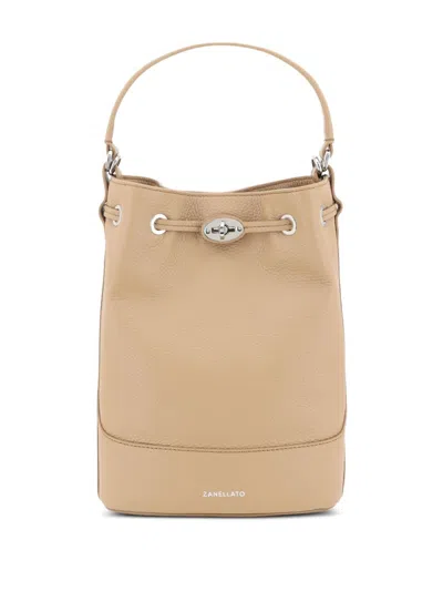 Zanellato Monda Daily Small Leather Bucket Bag In Brown
