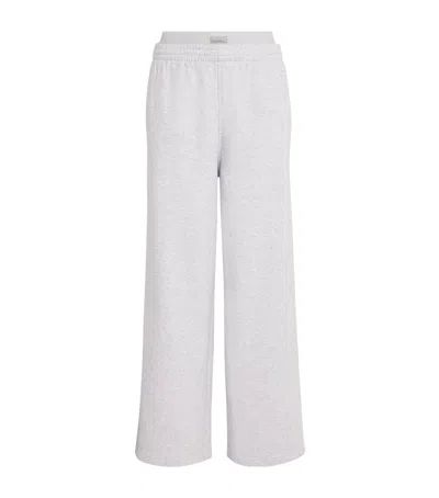 Skims Cotton-blend Double-waistband Sweatpants In Gray