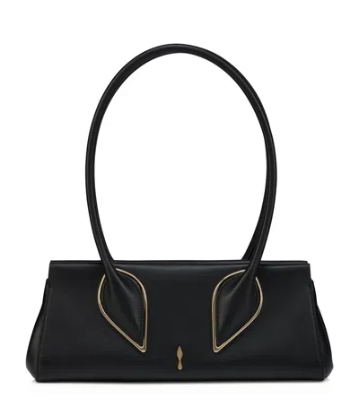Christian Louboutin Venus Calf Leather Baguette Shoulder Bag In Black