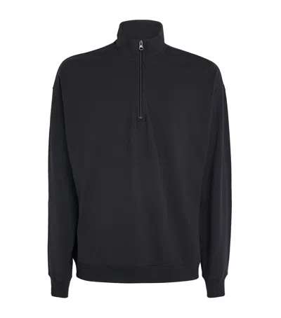 Skims Jersey Lounge Quarter-zip Sweater In Black