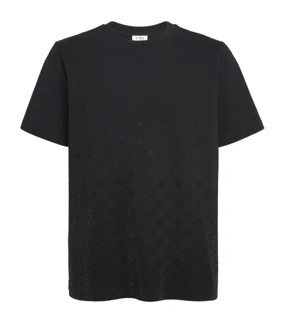Casablanca Organic Cotton Crystal Monogram T-shirt In Black