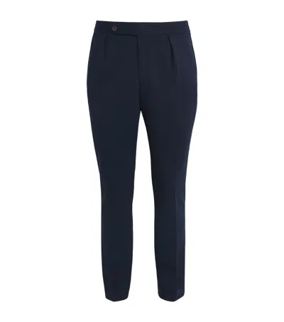 Ralph Lauren Tech Knit Pleated Trousers In Blue