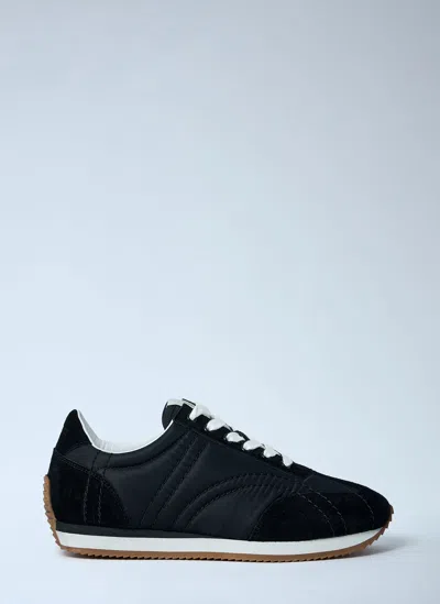 Totême Toteme Panelled Nylon And Suede Sneakers In Black
