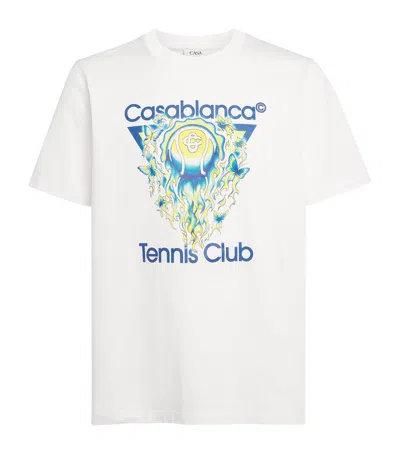 Casablanca Classic Fit Tennis Club Icon Organic Cotton Graphic T-shirt In White