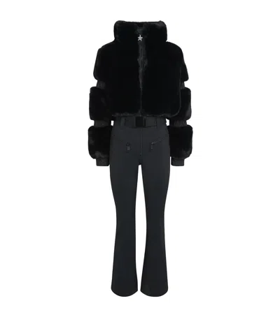 Goldbergh Lieke Faux Fur-trimmed Ski Jumpsuit In Black