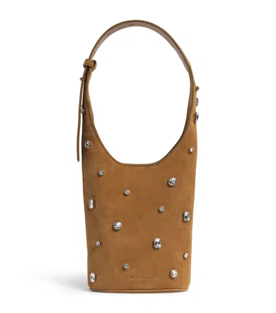 Veronica Beard Suede Embellished Loop Shoulder Bag In Brown