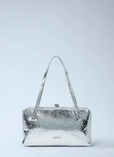 Jil Sander Textured Leather Shoulder Bag In Silver