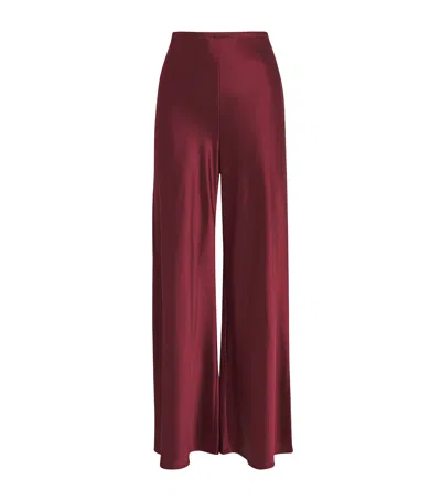 Leset Barb High-rise Satin Straight Pants In Burgundy
