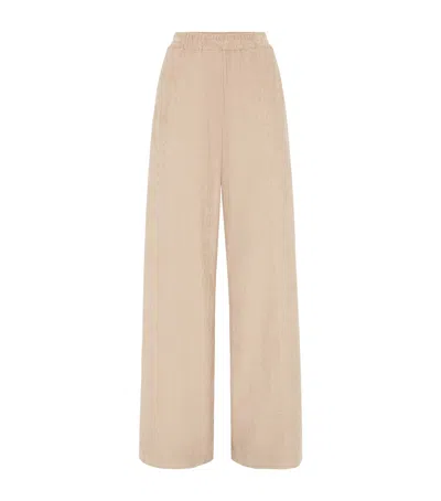 Brunello Cucinelli Cotton-blend Corduroy Track Trousers In Neutral