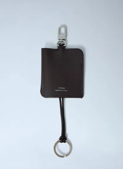 Totême Polished Leather Logo Keyring In Black