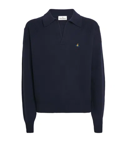 Vivienne Westwood Crewneck Sweater Long Sleeves Ribbed Trims In Blue