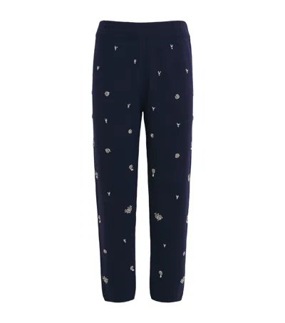 Simkhai Wool-cashmere Embellished Kandace Sweatpants In Blue