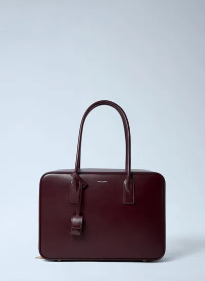 Saint Laurent Sac De Jour Box Bauletto Handbag In Burgundy