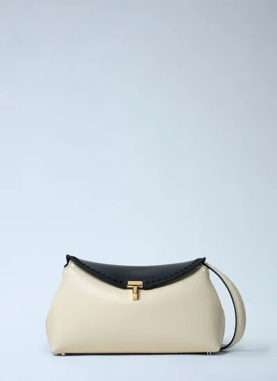 Totême T-lock Embroidered Leather Clutch Bag In White