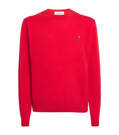 Vivienne Westwood Knit Sweater Crew Neck Ribbed Cuffs Hem In Red