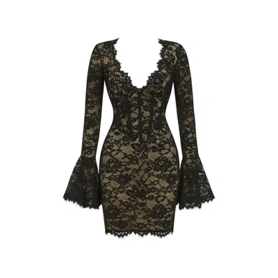 Date Boutique Women's Black Seraphine Noir Lace Mini Dress In Brown