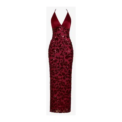 Date Boutique Women's Red Bordeaux Roselle Sequin Gown In Red
