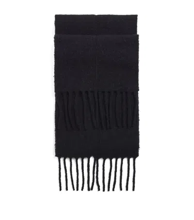 Claudie Pierlot Wool-alpaca-blend Fringed Scarf In Black
